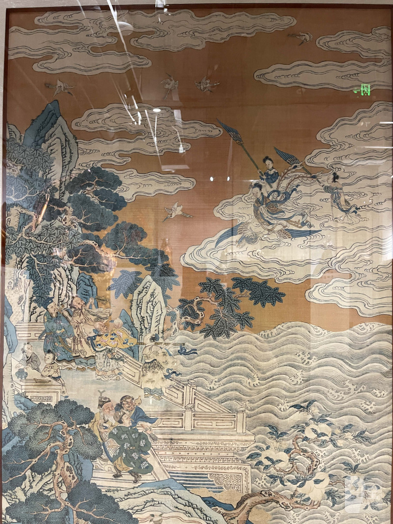 清乾隆 缂丝群仙祝寿图挂屏 - 图3